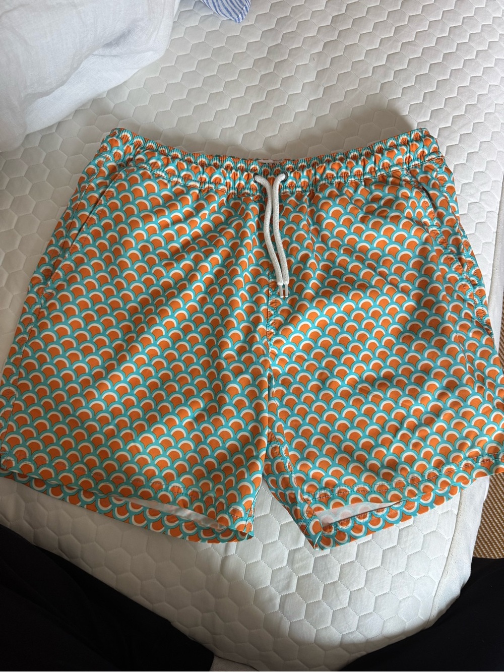 JCrew Men's Size M Orange & Aqua Patterned Swim Trunks